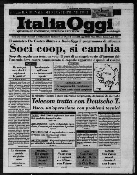 Italia oggi : quotidiano di economia finanza e politica